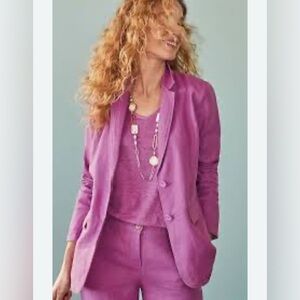 NWT J Jill Summer 100%  Linen Blazer in Wild orchid Size Large